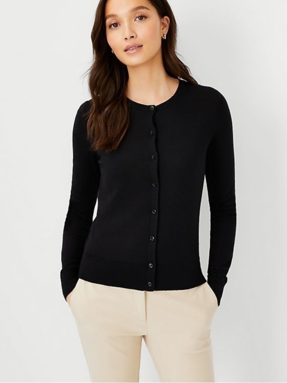 Ann Taylor Classic Black Thin Cardigan Size XS Looks New